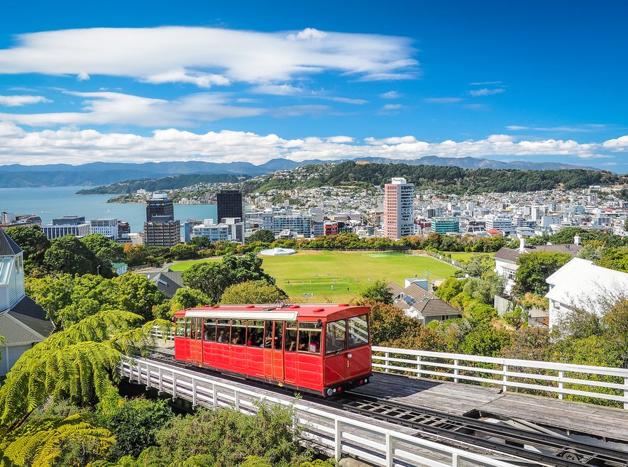Wellington Cable Car, the landmark of New Zealand. stock photo